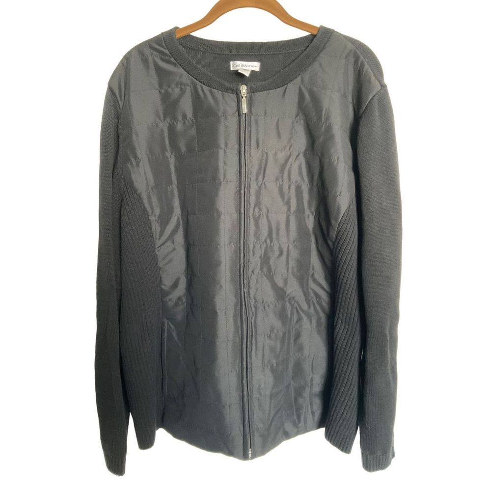 Croft & Borrow Ribbed & Quilted Front zip up Jacket Size 2X